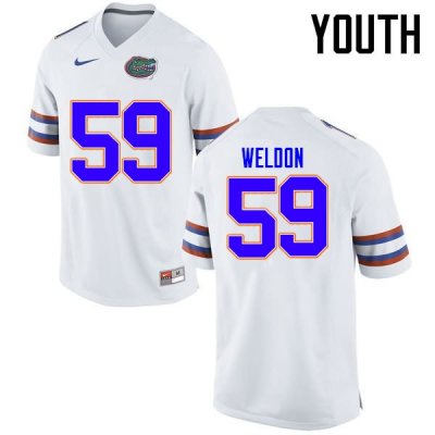 Youth Florida Gators #59 Danny Weldon NCAA Nike White Authentic Stitched College Football Jersey RNO5862NN